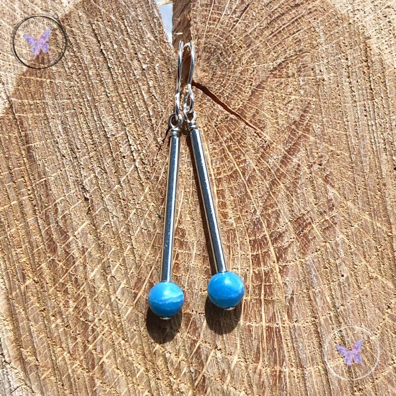 Larimar Silver Tube Earrings